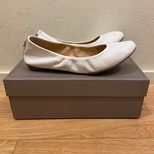 BCBG Max Azria Molly White Nappa Ballet Flats 6.5M